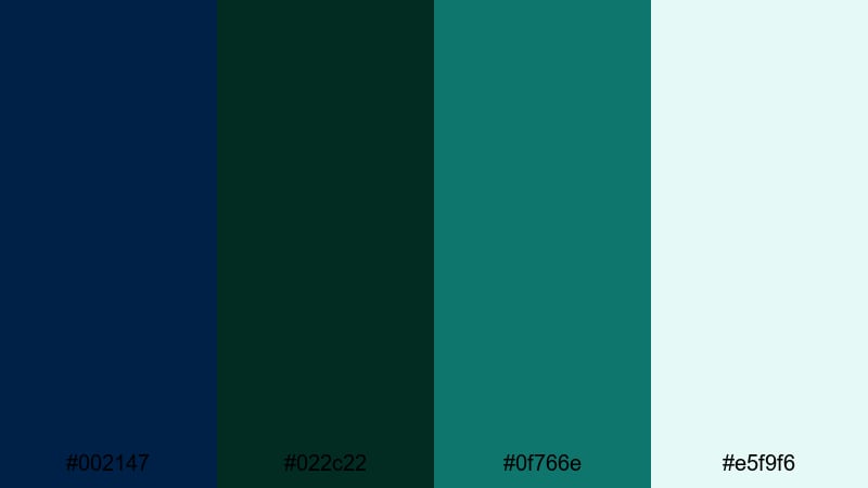 deep ocean thriller oxford blue color palette with hex codes