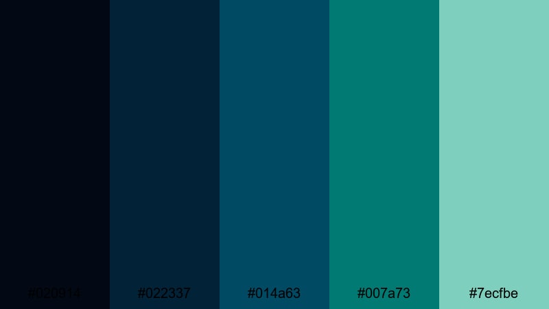 deep ocean title card blue dark green color palette with hex codes