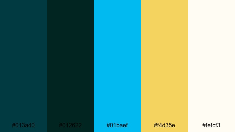 deep ocean title card midnight green color palette with hex codes