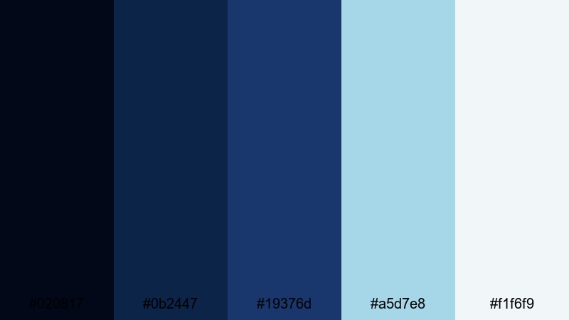 deep ocean title fade dark blue navy blue color palette with hex codes