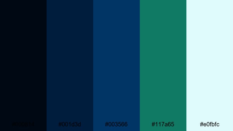 deep ocean trailer green navy blue color palette with hex codes