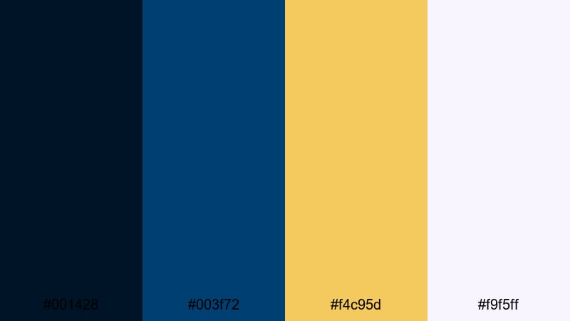 deep ocean trophy gold navy blue color palette with hex codes