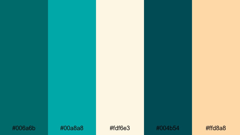 deep reef horizon dark turquoise color palette with hex codes