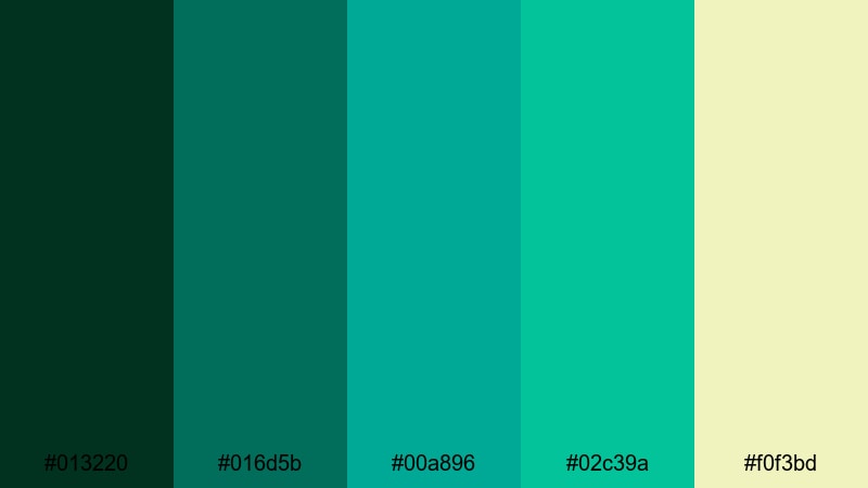 deep sea kelp forest phthalo green color palette with hex codes