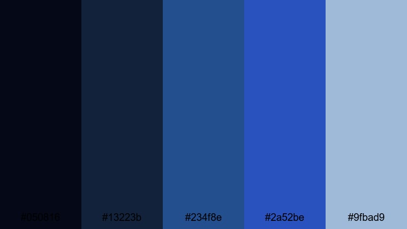 deep sea storytelling cerulean blue color palette with hex codes