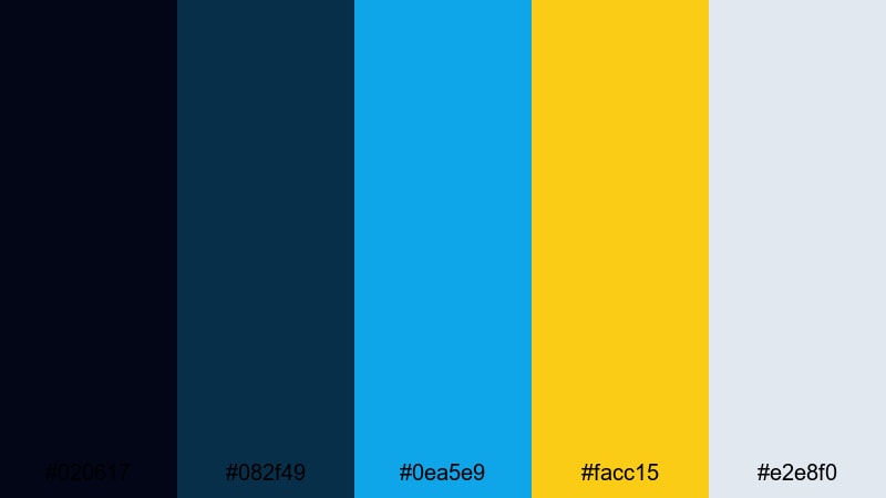 deep sea title card gold blue color palette with hex codes