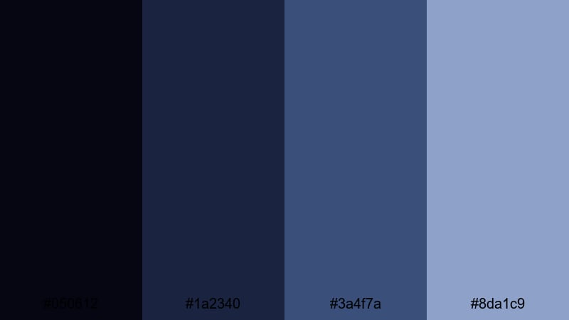 deep space odyssey slate blue color palette with hex codes