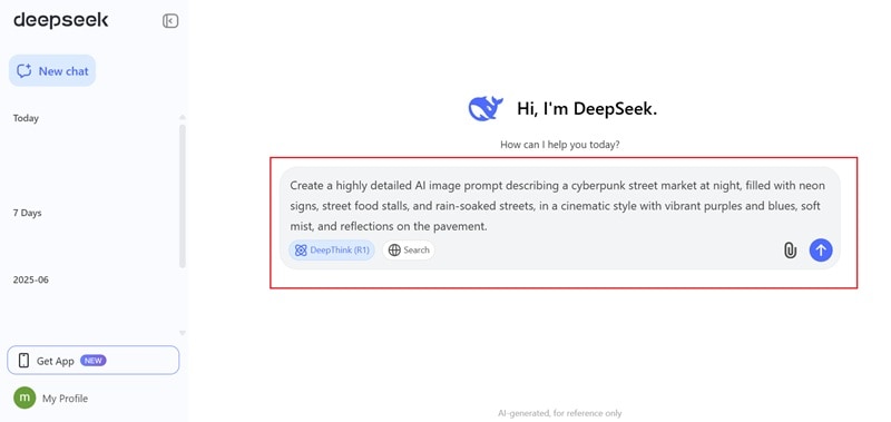 use deepseek to generate prompt