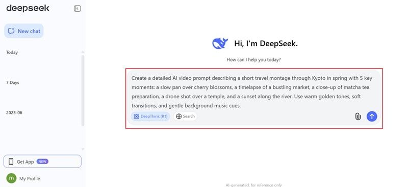 use deepseek to generate prompt