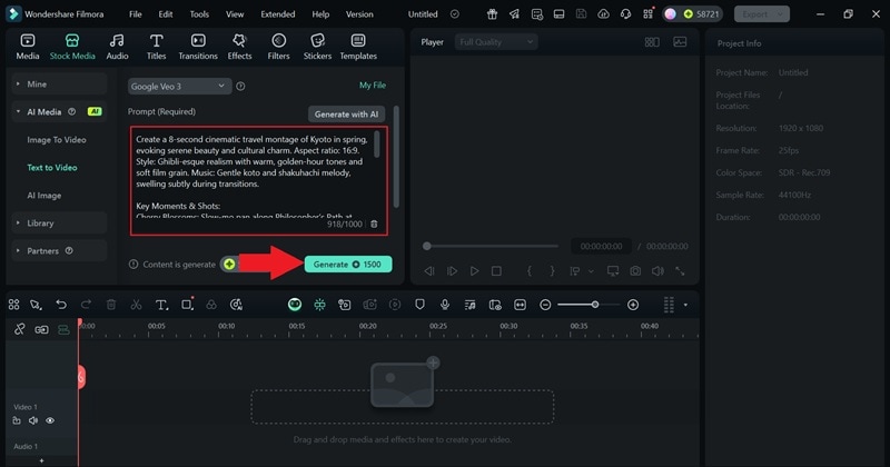 paste deepseek prompt and generate video