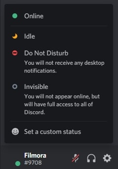 default discord status options