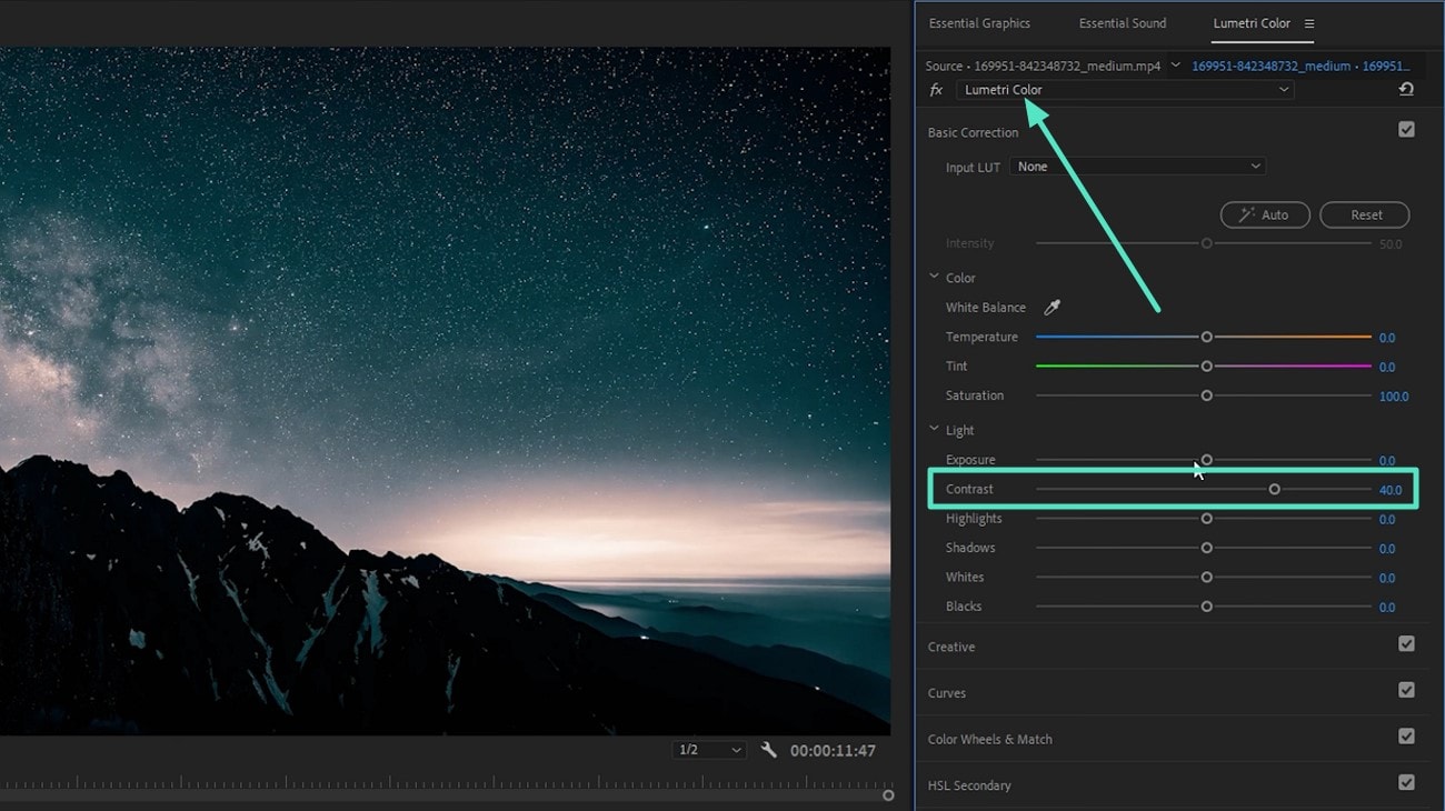 access lumetri color function