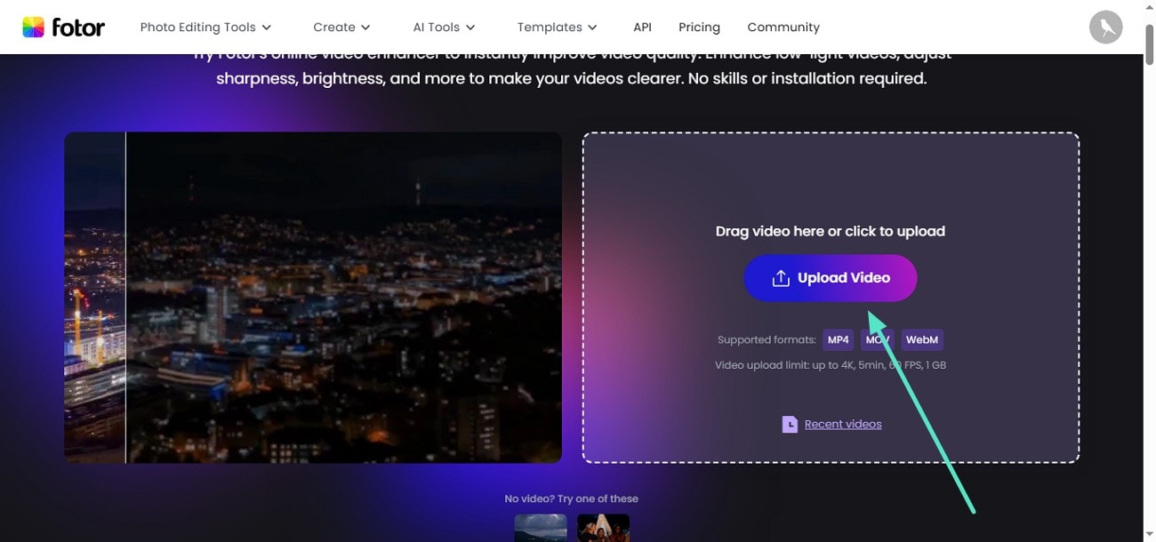 use fotor upload video
