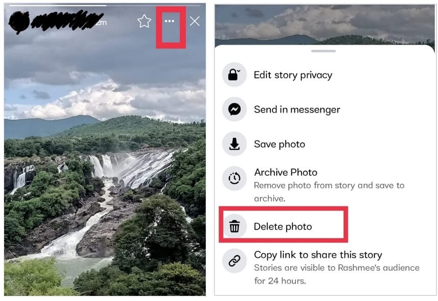 delete Facebook Story from mobile