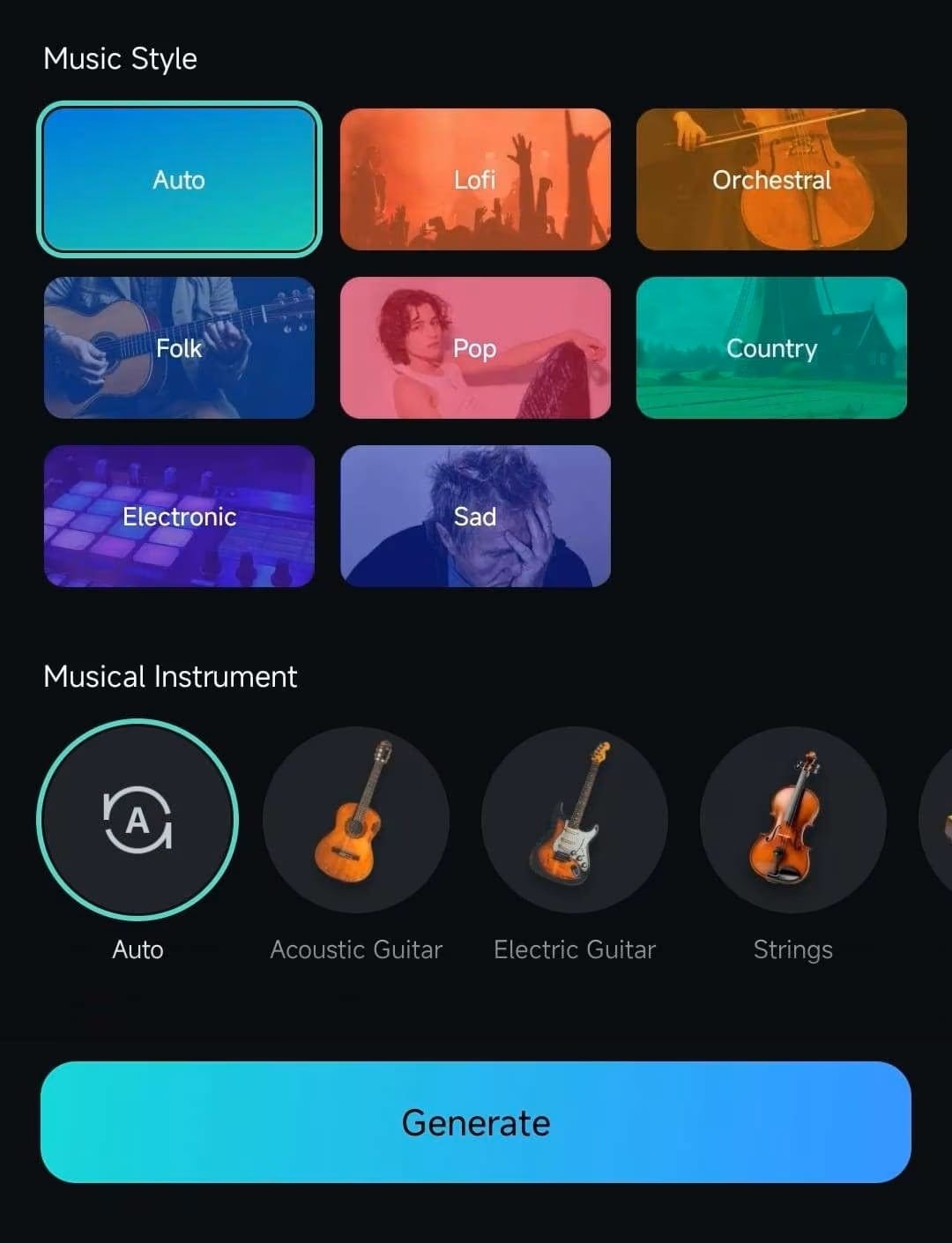 adjust the music option