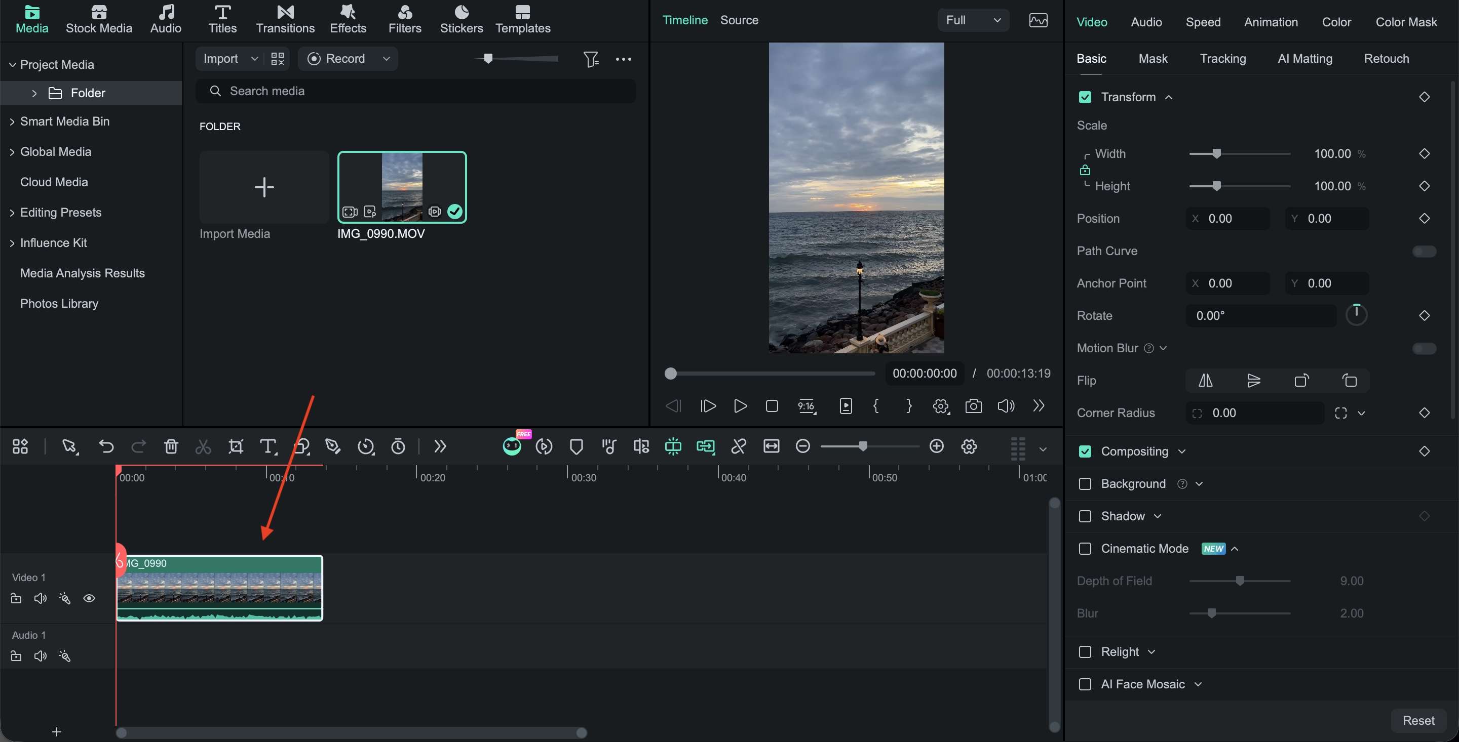 import your cinematic clips