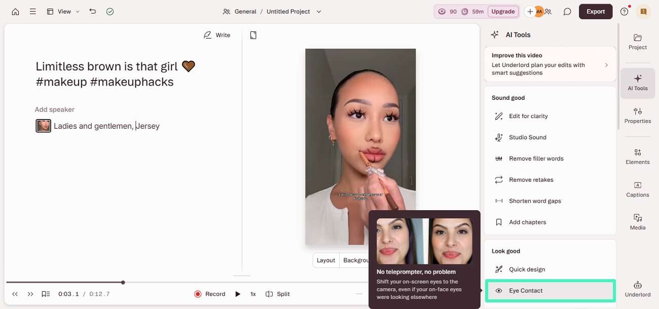 locate eye contact feature