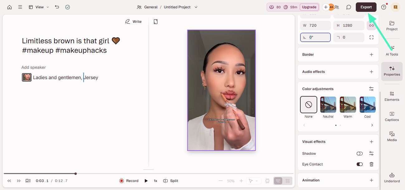 turn eye contact feature on