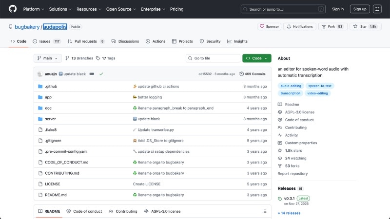 audapolis as descript alternative open source