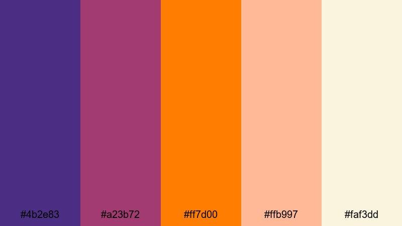 desert cinema dream purple red orange color palette with hex codes