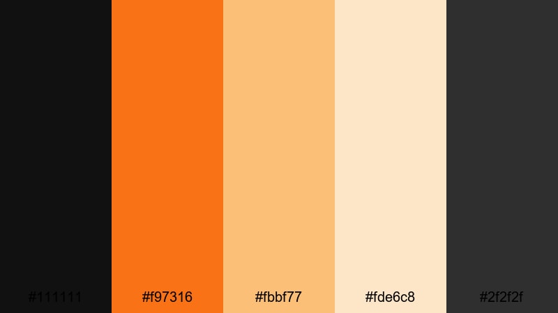 desert dusk horizon black orange color palette with hex codes