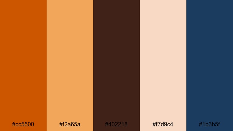 desert ember fade burnt orange color palette with hex codes