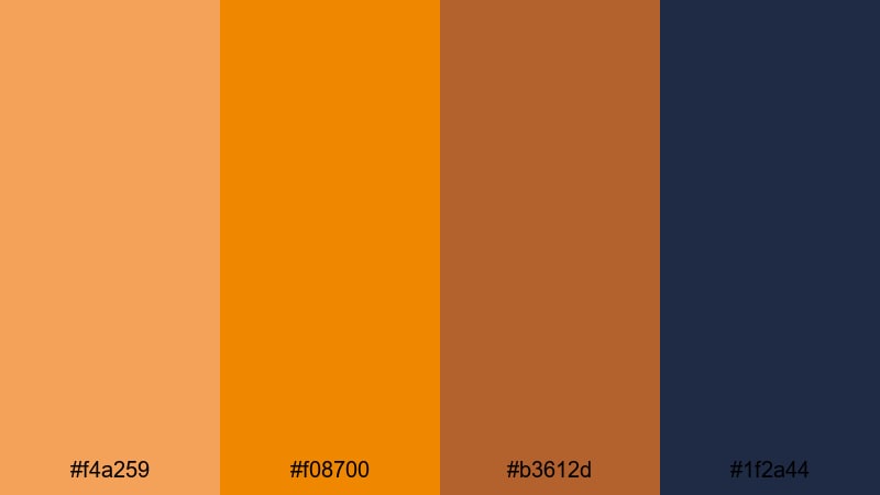 desert film grade yellow orange color palette with hex codes