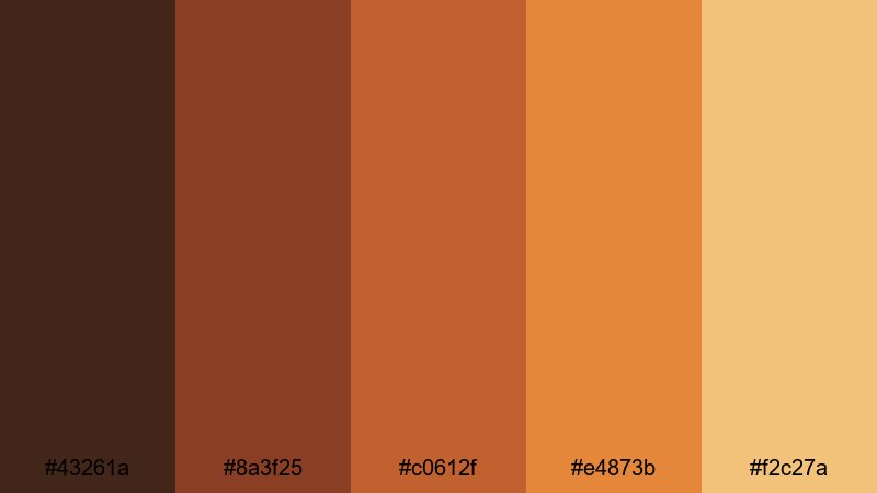 desert hearth trail brown red orange color palette with hex codes