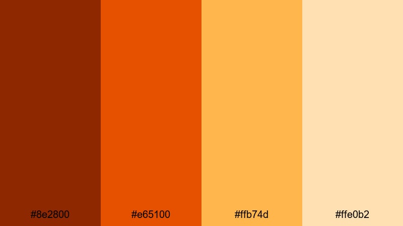 desert mirage fade red orange yellow color palette with hex codes