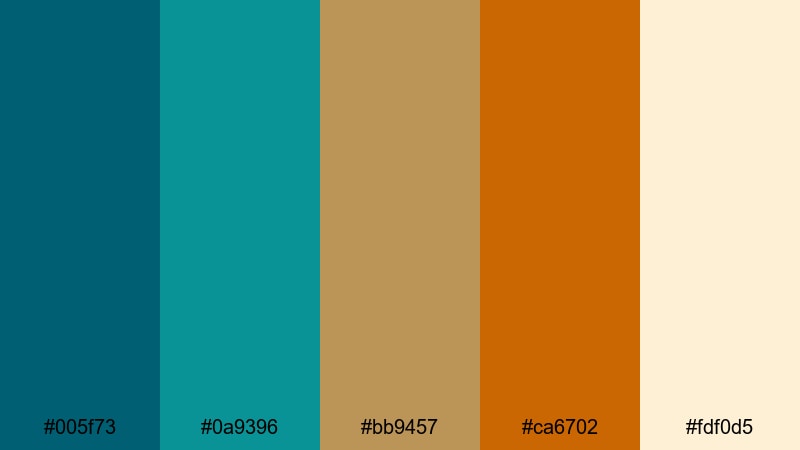desert oasis teal teal brown color palette with hex codes