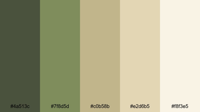 desert sage bloom dark olive green color palette with hex codes