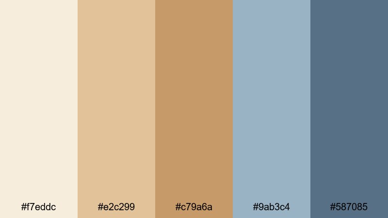 desert sky transition beige blue color palette with hex codes