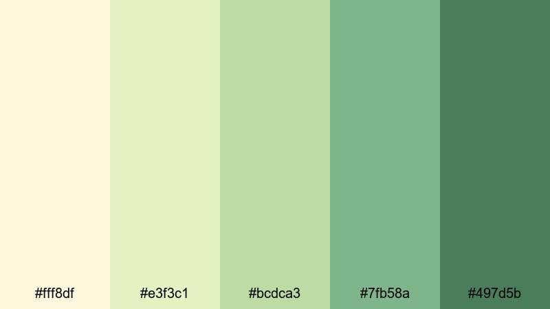 dewy jasmine meadow jasmine color palette with hex codes