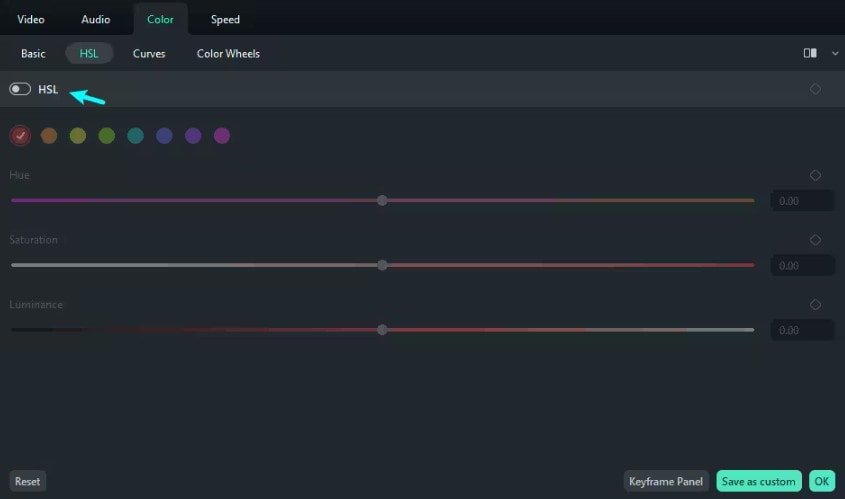 enable hsl on filmora