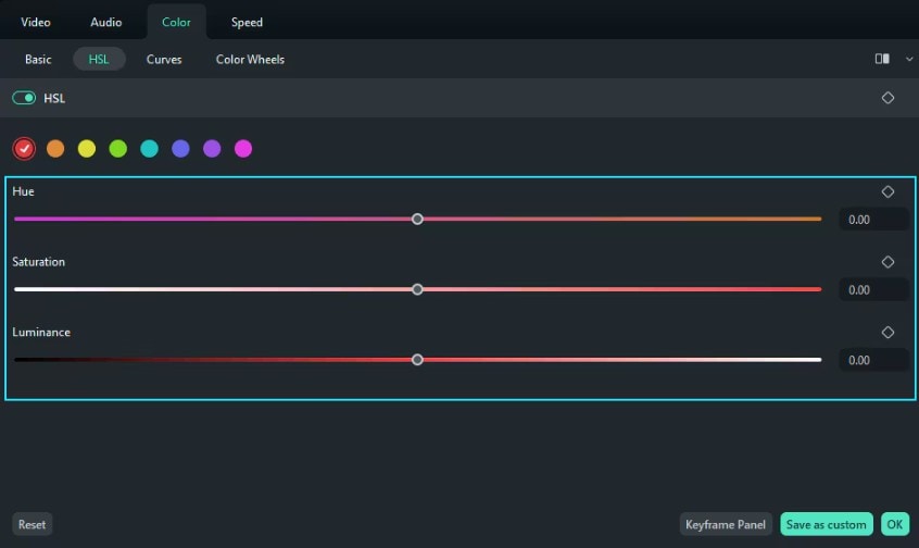 adjust color parameter