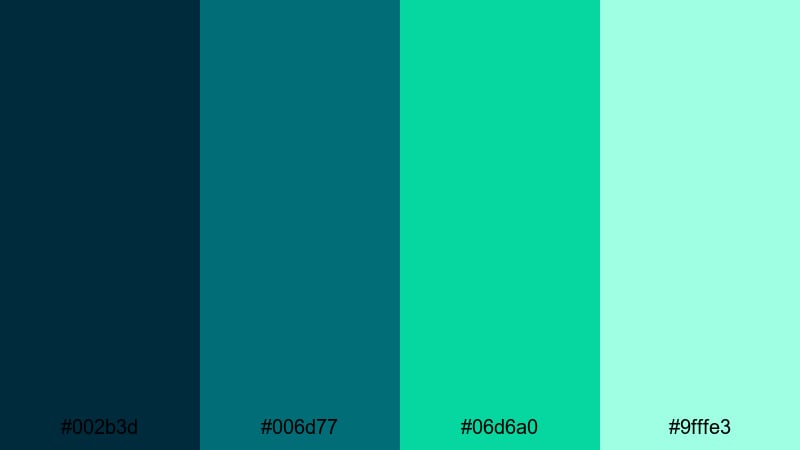 digital aqua matrix blue green color palette with hex codes