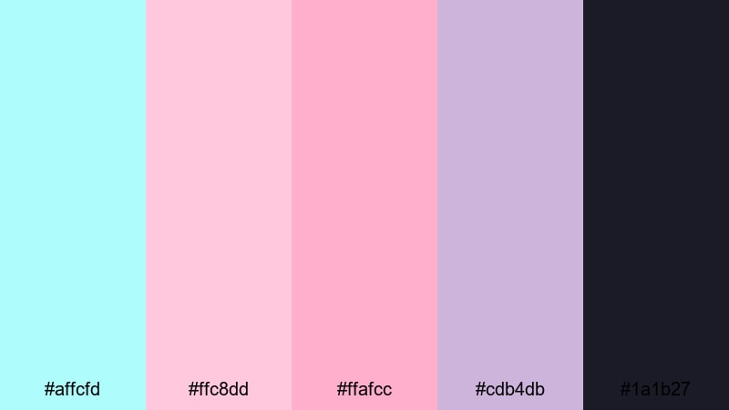 digital cotton candy cyber color palette with hex codes