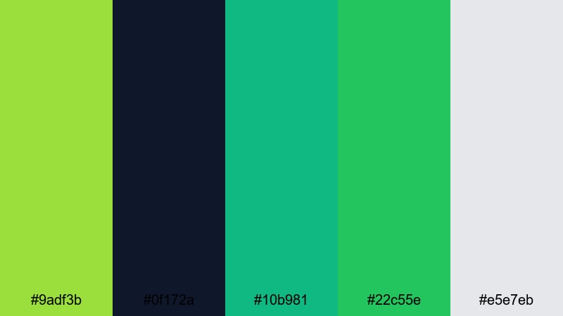 digital fresh gradient apple green color palette with hex codes