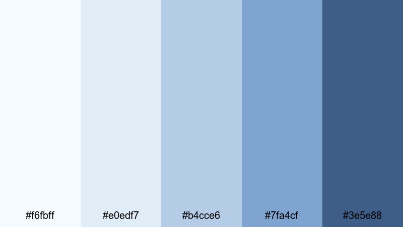 digital glacier fade silver blue color palette with hex codes