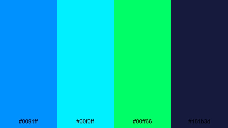 digital grid pulse electric blue color palette with hex codes