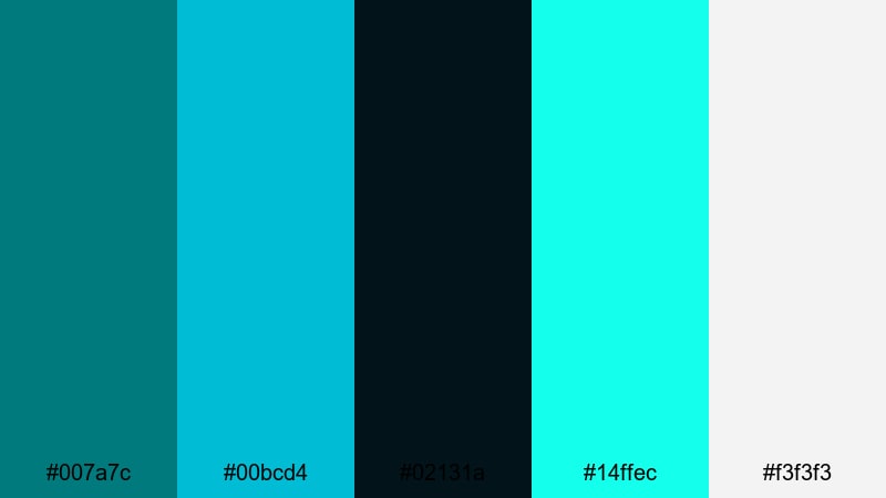 digital grid surge dark turquoise color palette with hex codes
