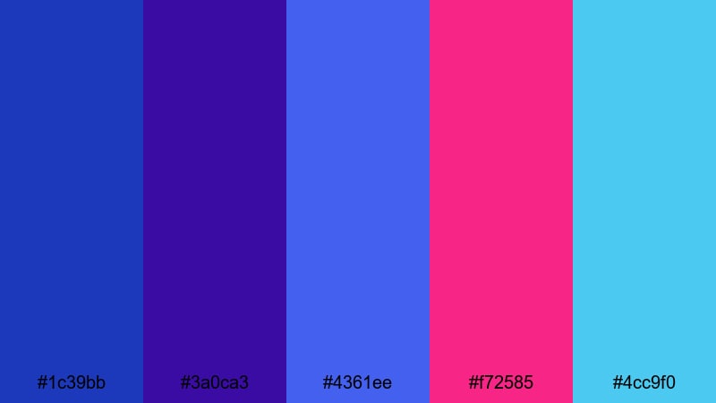 digital horizon blaze persian blue color palette with hex codes