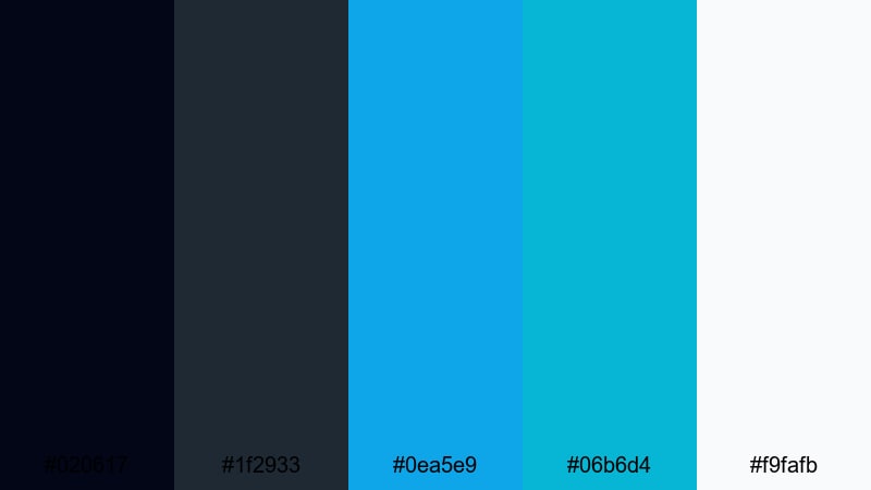 digital interface aqua turquoise color palette with hex codes