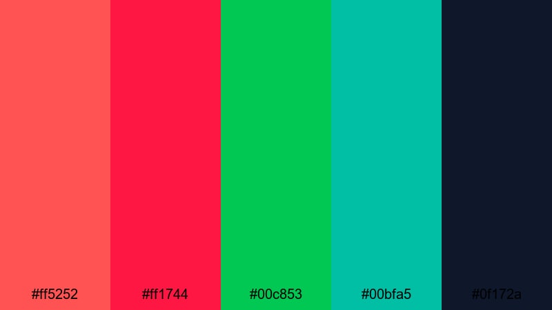 digital matrix ember red green color palette with hex codes