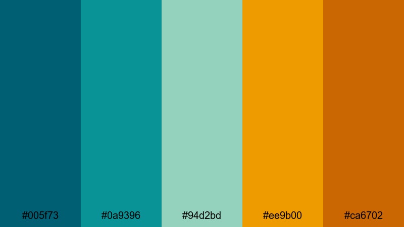 digital surf energy teal color palette with hex codes