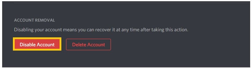 How to disable discord account