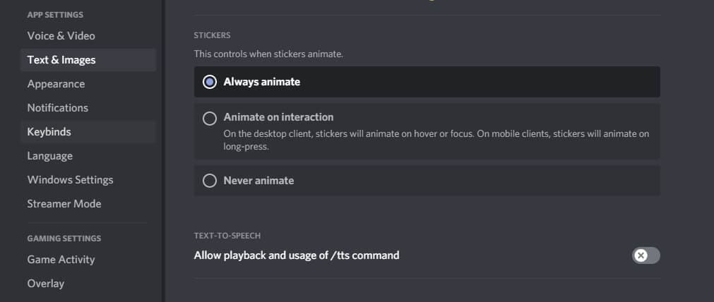 Desactivar la configuración de texto a voz de Discord