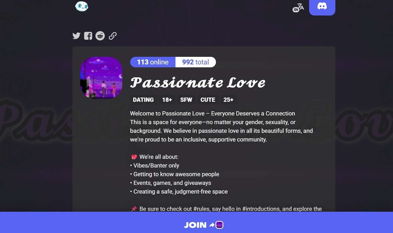 passionate love discord dating server