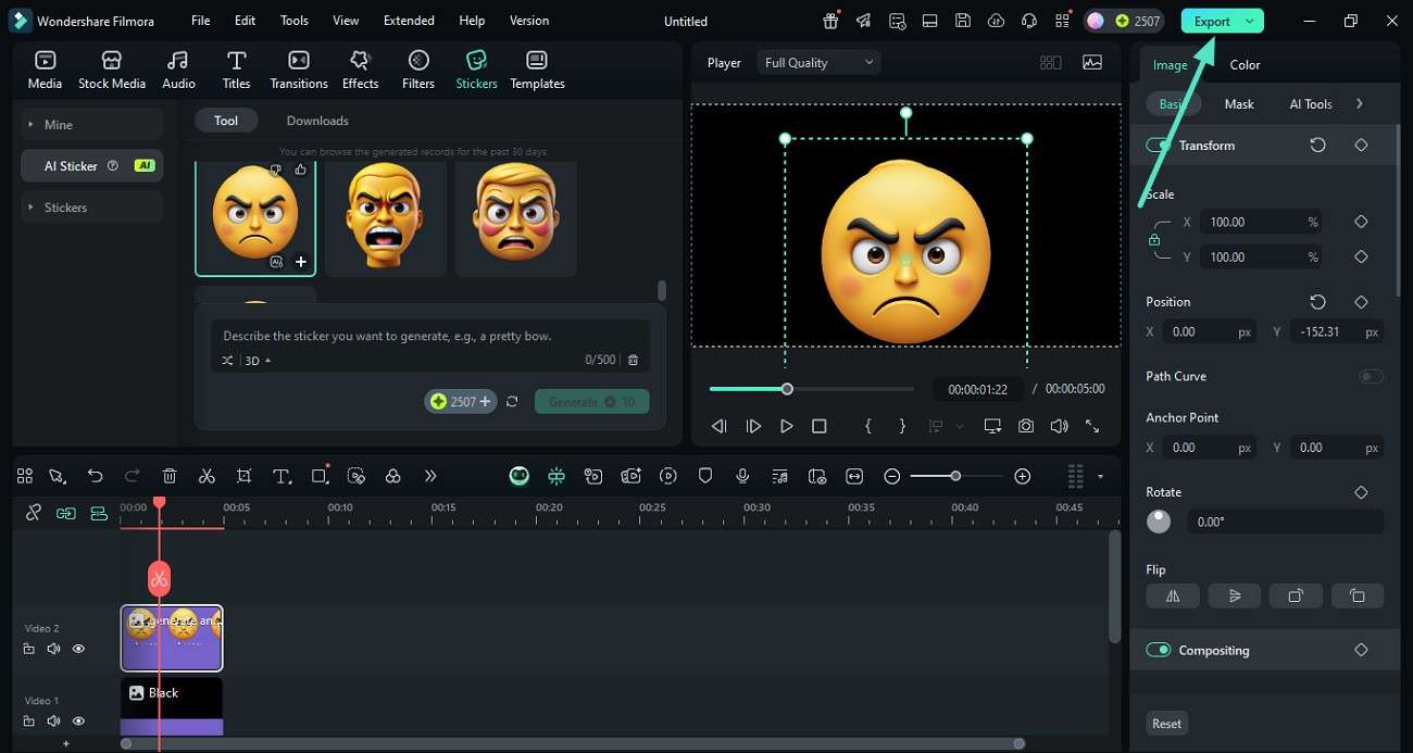 preview stickers and export