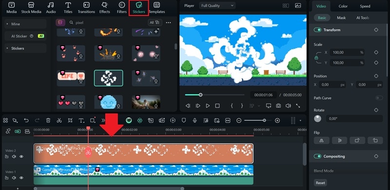 add animated stickers to background